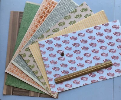 Papel pintado en miniatura para casas de muñecas, agrupación victoriana de óxido flocado, lote escala 1:12 Foto 1 de 4