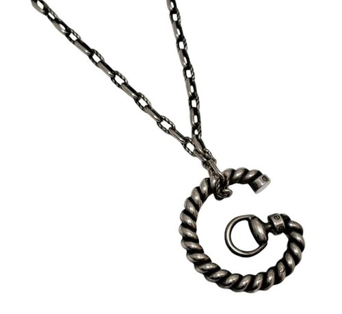 Gucci Collana Morso di Cavallo Catena Lunga Ciondolo Twist SV925 G Motivo Argento Accessori