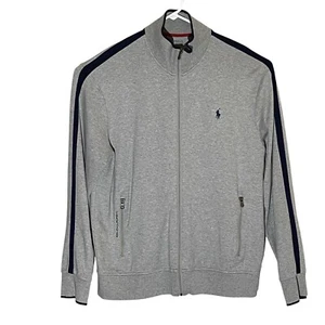 NEW Polo Ralph Lauren Interlock Track Jacket Full-Zip Gray & Navy Trim XL - Picture 1 of 11