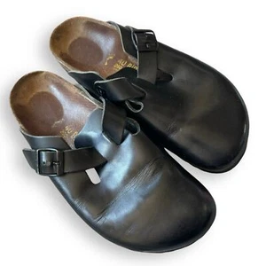 Original Birkenstock Bostons gelbe Schrift Gr. 40 Damen 9 schwarz Leder - Bild 1 von 12