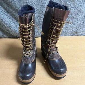 Vintage Grizzly Boot Company Boots 15" Brown Leather Cold Weather Insulated SZ 9 - Imagen 1 de 9