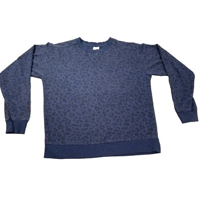 Victoria Secret ROSA Sudadera Mujer Pequeña Azul Estampado Leopardo Pullover Cuello Redondo Foto 1 de 4