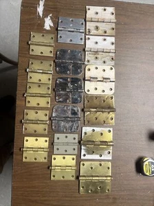 Vintage Brass Butt Hinges -4”, 3 1/2", 3” - Lot of 17 - Picture 1 of 8