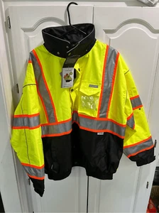 ML Kishigo Mens Jacket 2X Yellow Brilliant Series Reflective Double Zip - Picture 1 of 12