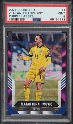 2021-22 Zlatan Ibrahimovic Panini Score Purple Lasers Sweden Card 7/15 PSA 9 - Image 1 of 3