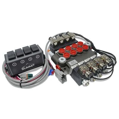 Hydraulic Monoblock Solenoid Directional Control Valve 4 Spool, 21 GPM w/ Switch - Image 1 of 4