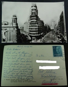 ANTIGUA POSTAL MADRID 1960 JOSE ANTONIO CALLAO CAPITOL CAMEL POSTCARD CC03580 - Imagen 1 de 2