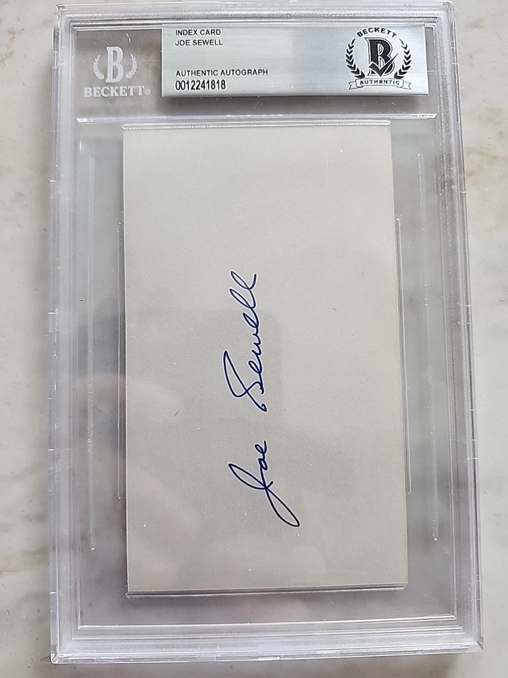 JOE SEWELL SIGNED INDEX CARD MINT BECKETT SLABBED AUTOGRAPHED NEW YORK YANKEES - Image 1 of 1