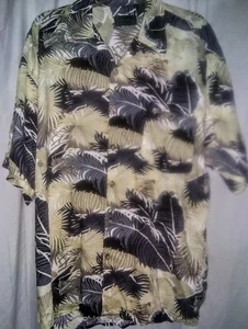 NUEVA CAMISA HAWAIANA FAN PALMS ESTAMPADO JUNGLA DE SANDIA WOODS L o XL - Imagen 1 de 3