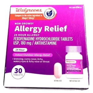 Walgreens 24 Hour Allergy Relief Fexofenadine Tablets 30 CT EXP. 09-30-2024 - Picture 1 of 4