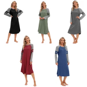 Women's Nightgown Long Sleeve Nightdress Sleepwear Pajamas Nightshirt Nightwear* - Picture 1 of 17