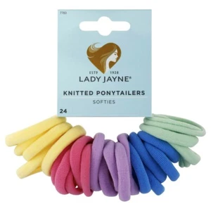 Lady Jayne Pastel Knitted Ponytailers 24 Pack Colourful Softies Hair Bands 7783 - Picture 1 of 2