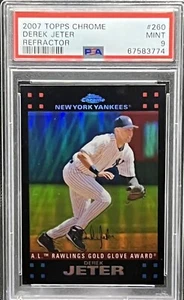 2007 Topps Chrome Refractor #260 Derek Jeter Gold Glove PSA 9 MINT Black Border - Picture 1 of 2
