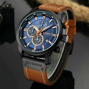 Reloj pulsera Curren de cuarzo con fecha cronógrafo militar del ejército de cuero para hombre - Imagen 1 de 18