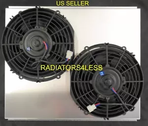 NUEVA FUNDA DE VENTILADOR RADIADOR DE ALUMINIO CON VENTILADORES DE 10"" 1968-1974 CHEVY NOVA 21"" NÚCLEO - Imagen 1 de 3