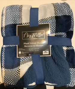 Brand New Throw Blanket 50”x 60” Lt Weight Amy Miller Soft Plaid Velvet Reverse - Picture 1 of 4