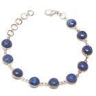 Lapis Lazuli Gemstone Handmade 925 Sterling Silver Jewelry Bracelets Sz 7-8"