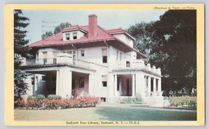 Postcard Endicott Free Library, Endicott, New York - Picture 1 of 2