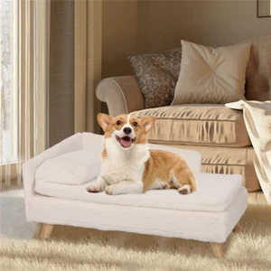 Luxury Plush Pet Elevated Sofa Raised Dog Cat Bed Couch Lounge Sleeper w/ Pillow - Picture 1 of 14
