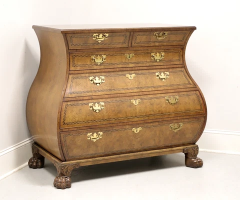 BAKER Stately Homes George II Inlaid Walnut Bombe Commode Chest Cover
