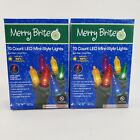 2 Merry Brite 70 Ct LED Mini Style Multi Color Lights Green Wire Christmas Patio