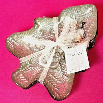 (4) Akcam Vidrio Turco PLATEADO Árbol de Navidad Aperitivo Platos Aperitivo Nuevo Foto 1 de 4