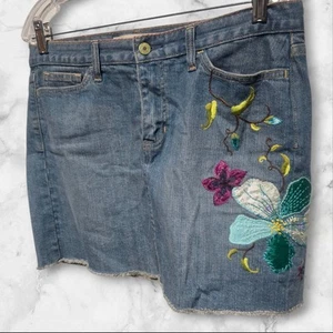 Falda vaquera GAP Y2K vintage 10 bordada mariposas flores de mezclilla para mujer - Imagen 1 de 4