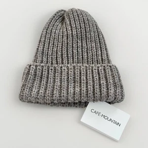 Cafe Mountain Men’s Beanie Hat Wool Knitted Chalk One Size Toque New Ribbed - Picture 1 of 7