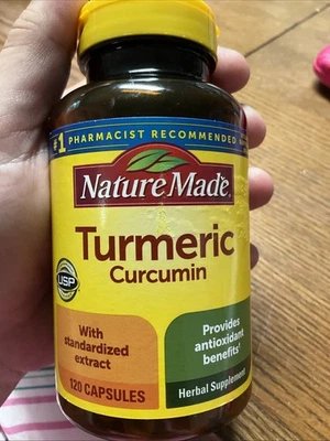 Curcumina de cúrcuma Nature Made 500 mg 120 cápsulas suplemento herbal para antioxidante Foto 1 de 4