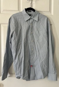 J Crew Herren L/S weiß blau gestreift Hemd 2-lagig Baumwolle M 15-15 1/2 - Bild 1 von 4