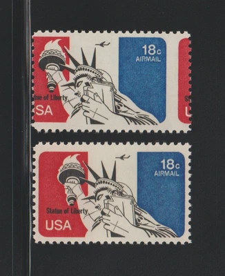 US EFO ERROR Stamps #C87 Statue of Liberty Airmail: Misperf & Normal. MNH - Image 1 of 2