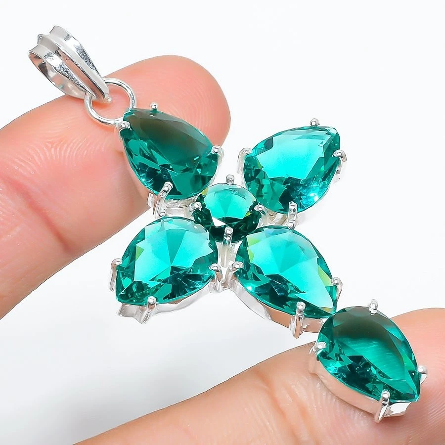 Mint Tourmaline Gemstone Handmade 925 Sterling silver Pendant Size 2.50'' - Image 1 of 1
