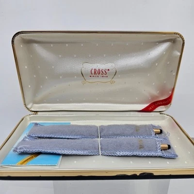 Juego de bolígrafos y lápices vintage Cross rellenos de oro 14K en caja original mangas de fieltro Foto 1 de 4