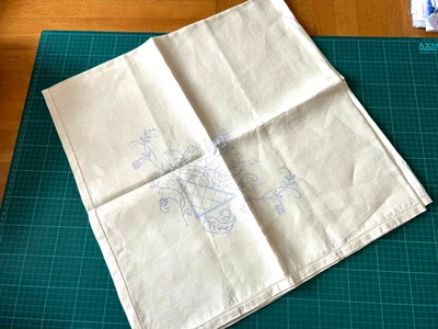 Vintage Linen Floral Windowbox Tablecloth For You to Embroider - 42" - No 15 - Image 1 of 2