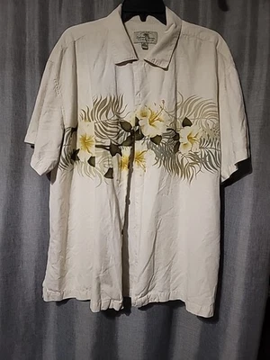 Camisa Island Shores Algodón Seda Tropical Estampado Floral Abotonada 2X Camisa Para Hombre Foto 1 de 4