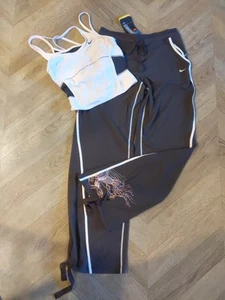 Vintage Nike Corset Tank Top w/ matching Pink Brown flare bottom leggings Small - Picture 1 of 6