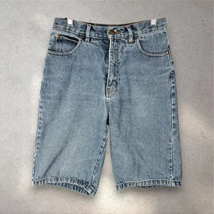 Badge Denim Shorts Women’s 14 Blue High Waist Vintage Bermuda Y2K Streetwear 90s - Picture 1 of 10