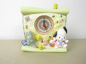 Sanrio Pochacco Dog & Friends Compass Desk Nursery Clock 1996 *Tested Working* - Picture 1 of 4