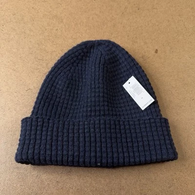 Gorro con puños tejido gofre unisex talla mediana azul pequeño azul marino antiguo nuevo con etiquetas Foto 1 de 4