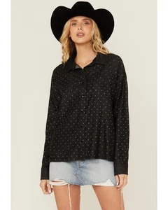 Rock & Roll Denim Women's And Rhinestone Long Sleeve Button-Down Western Shirt - - Picture 1 of 4