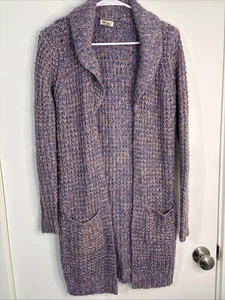 Cat & Jack Girls' Purple Long Open Cardigan size XL 14/16 Metallic Thread - Picture 1 of 11