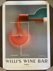 Original Willi’s Wine Bar Paris Poster By A.M. Cassandre, On Linen - Picture 1 of 6