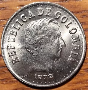 1972 Columbia 20 Centavos Coin Die Cracks N89 - Picture 1 of 2