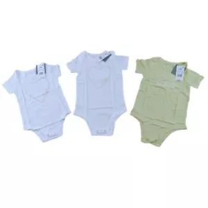 Body neonato cotone con disegno cuore bianco e verde salvia da 6 a 24 M confezione da 3 - Foto 1 di 13