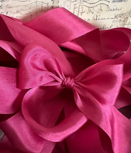 3 Yards REAL Silk Ribbon 1.25" Wide CERISE / Hot Pink Real Silk WATCH VIDEO NOW - Picture 1 of 5