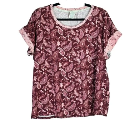 Lucky Brand Pajama Women Size XL 2 Piece Burgundy Paisley - Image 1 of 4