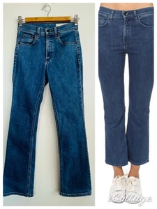 Rag & Bone Sz 24 6 Blue Hana Cropped Slight Flare Denim Jeans USA Designer - Picture 1 of 12