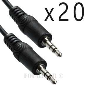 20 Pack Lot - 15ft 1/8" 3.5mm Audio Headphone Male Stereo Cable M/M MP3 Aux PC - Picture 1 of 2
