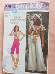 Simplicity 5695 Misses' Top, Capri Pants & Wide Leg Pants Pattern Size 14 - Imagen 1 de 2