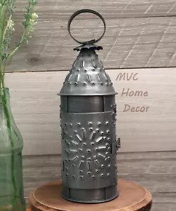 Baker's Lantern Galvanized Punched Tin Rustic Farmhouse Decor 10" - Picture 1 of 5